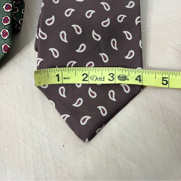 (2) Polo Ralph Lauren Silk Ties Green and Brown Patterned Paisley 4" - Picture 6 of 7